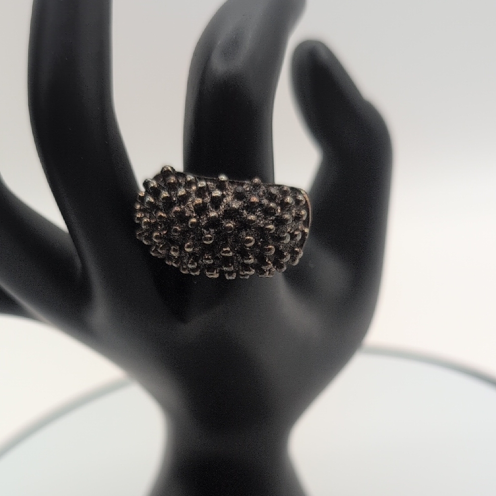 Elegant Dark Studded Statement Cocktail Ring